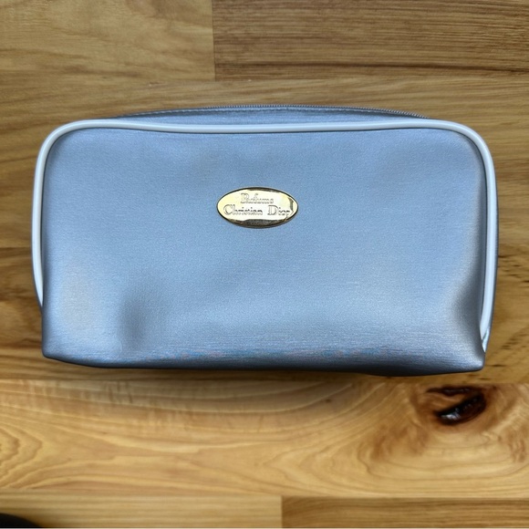 CHRISTIAN DIOR Parfums Perfume Cosmetic Makeup Bag Small Silver Gold Tone - Picture 3 of 10